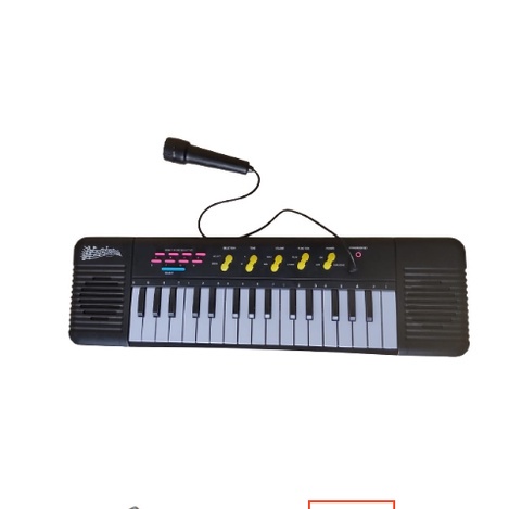 Teclado Musical Infantil com Microfone Preto no Atacado