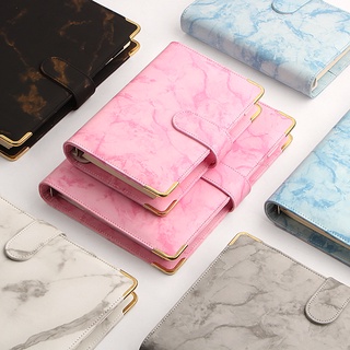 A5/A6 Cor Capa De Couro Espiral Com Desenho De Macaron/Marmorizada/Organizador De Escritório/Cadernos 6 Anel Fichário