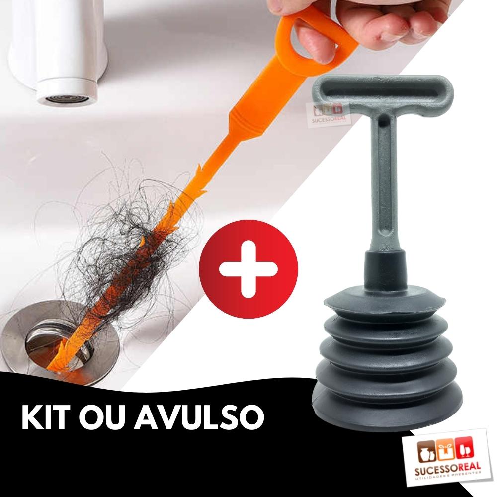 Kit Desentupidor Sanfonado e Coletor de Cabelos Ralo Pia Banheiro ...
