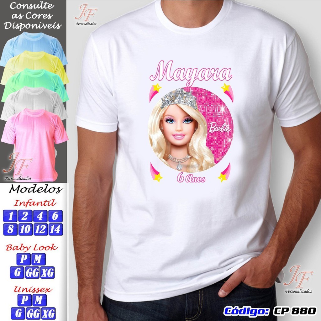 Kit 02 Camisetas Personalizadas Barbie
