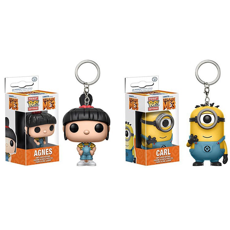 Funko Pop ! Despicable Me Keychain Agnes Minions Carl Vinil Figura Chaveiro