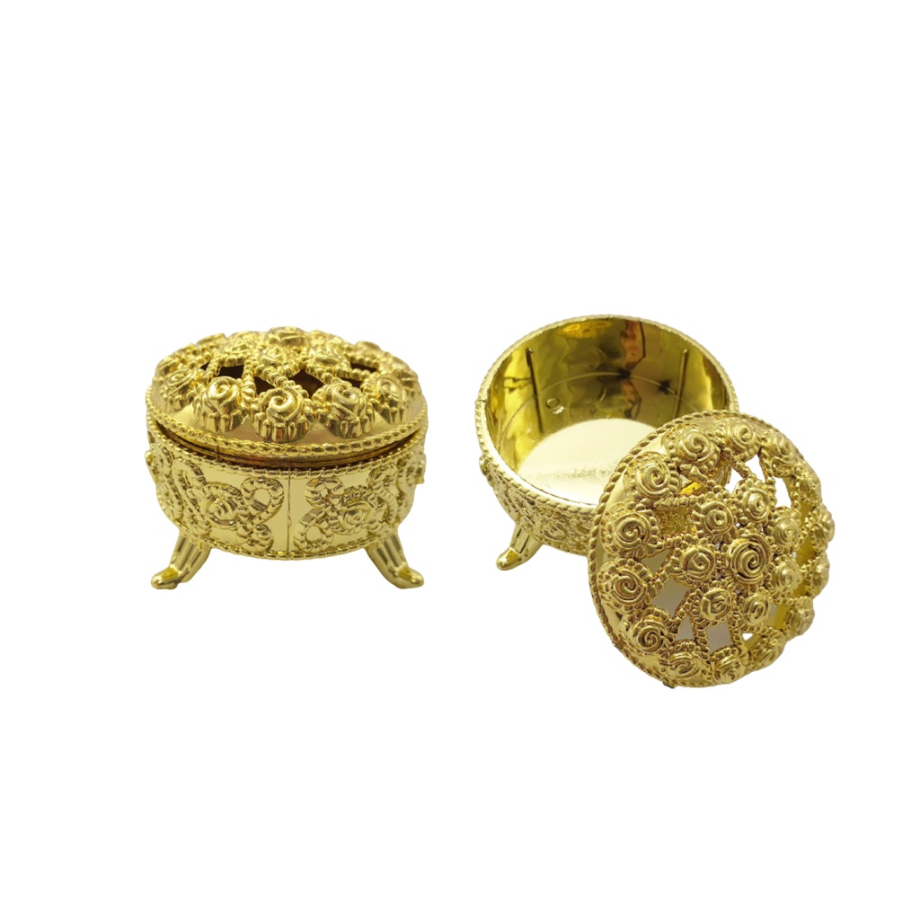 Dourado Porta joias redondo com pé 4x7cm - pacote com 10 unidades