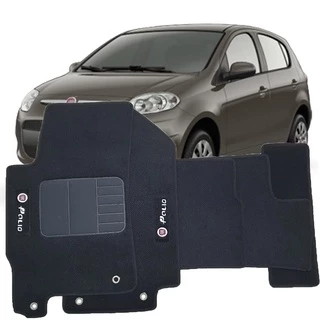 Jogo De Tapetes em Carpete Preto 3 Peças Fiat Palio Attractive 2012 2013 2014 2015 2016