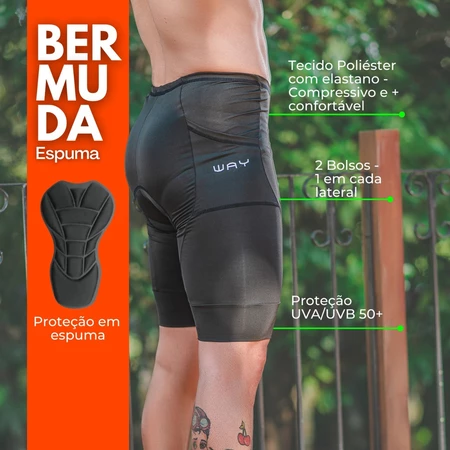 Kit Bermuda Ciclismo Masculino Forro de Espuma Short Ciclistas Conforto Profissional Bike Masculina — foto 3 de 3