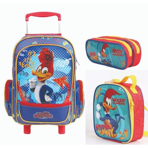 Mochila G Rodinhas Pica Pau Lancheira Estojo Escolar Kit DERMIWIL ...