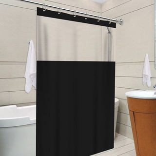 Cortina de Box Preta com Visor Transparente com Ganchos na Promoção