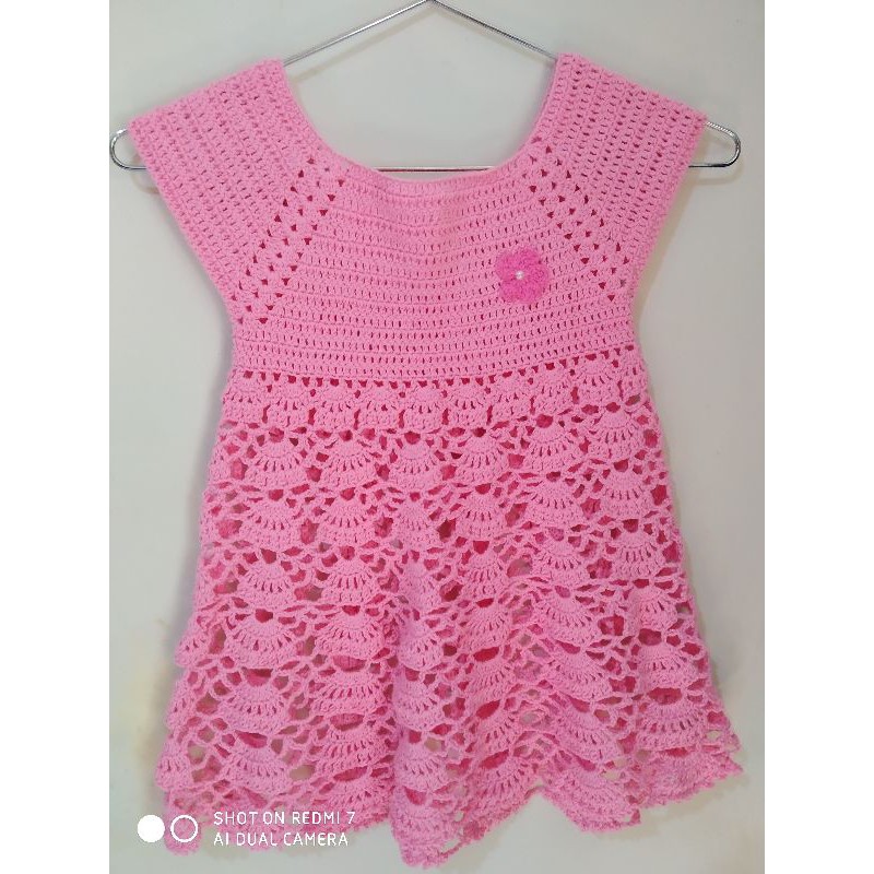 VESTIDO DE CROCHÊ INFANTIL DE 1 ANO RODADO PARTE 1/2 