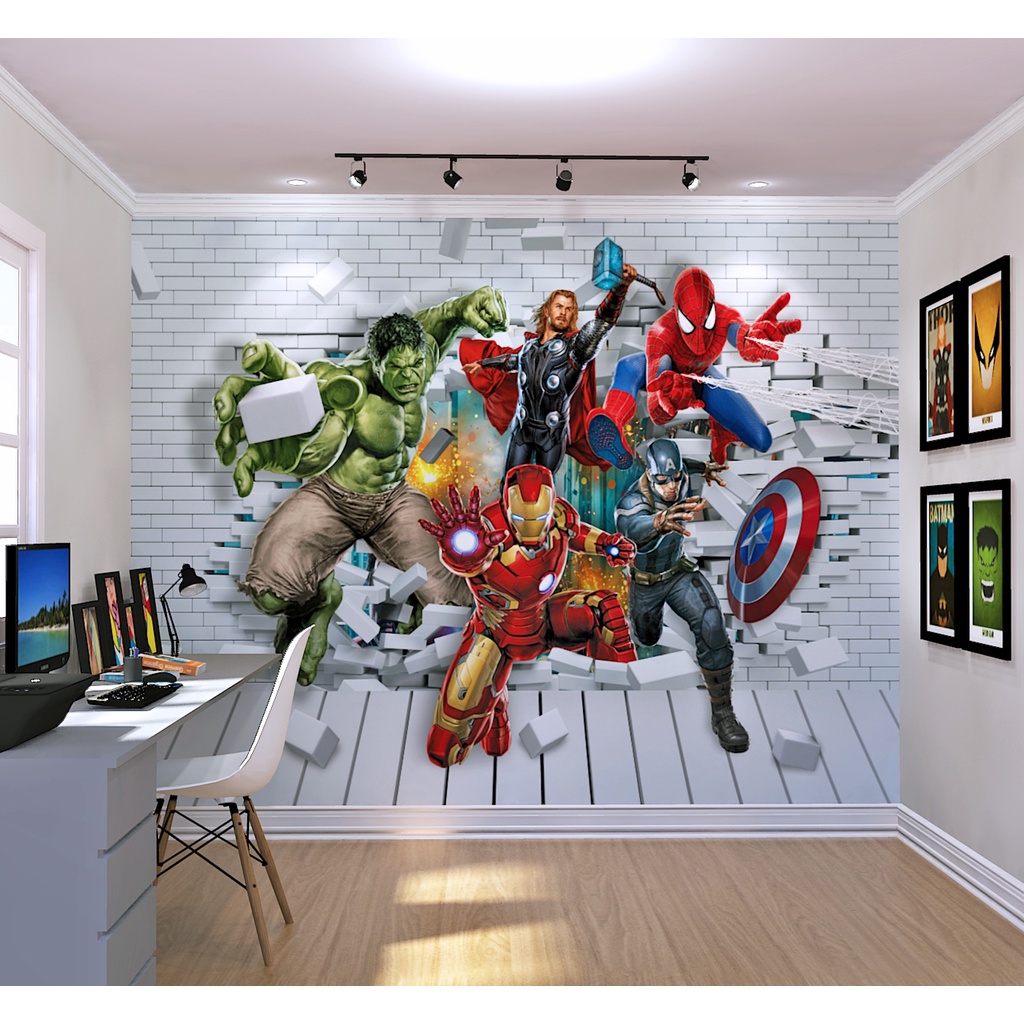 Papel De Parede Personalizado Homem-Aranha Marvel Buraco 3D