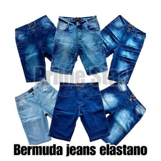 Bermudas Jeans Masculinas c/Elastano Barata