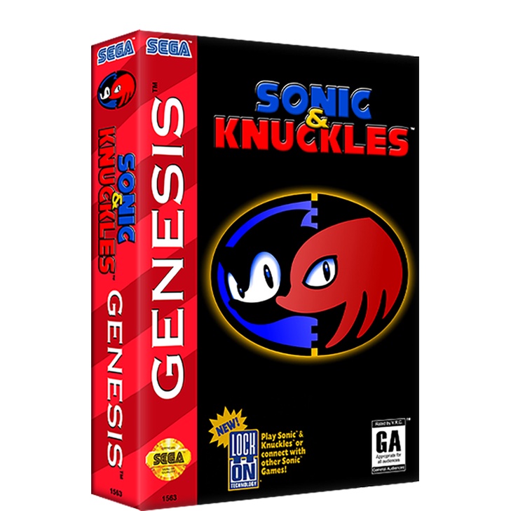 Caixa Box com Berco de Cartucho de Mega Drive Sonic e Knucles