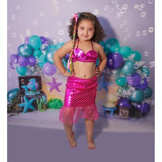 Fato de sereia infantil - Vestido de fantasia de sereia para meninas -  Vestidos de tutu infantil com faixa de cabeça para festa de fantasia  Xianers