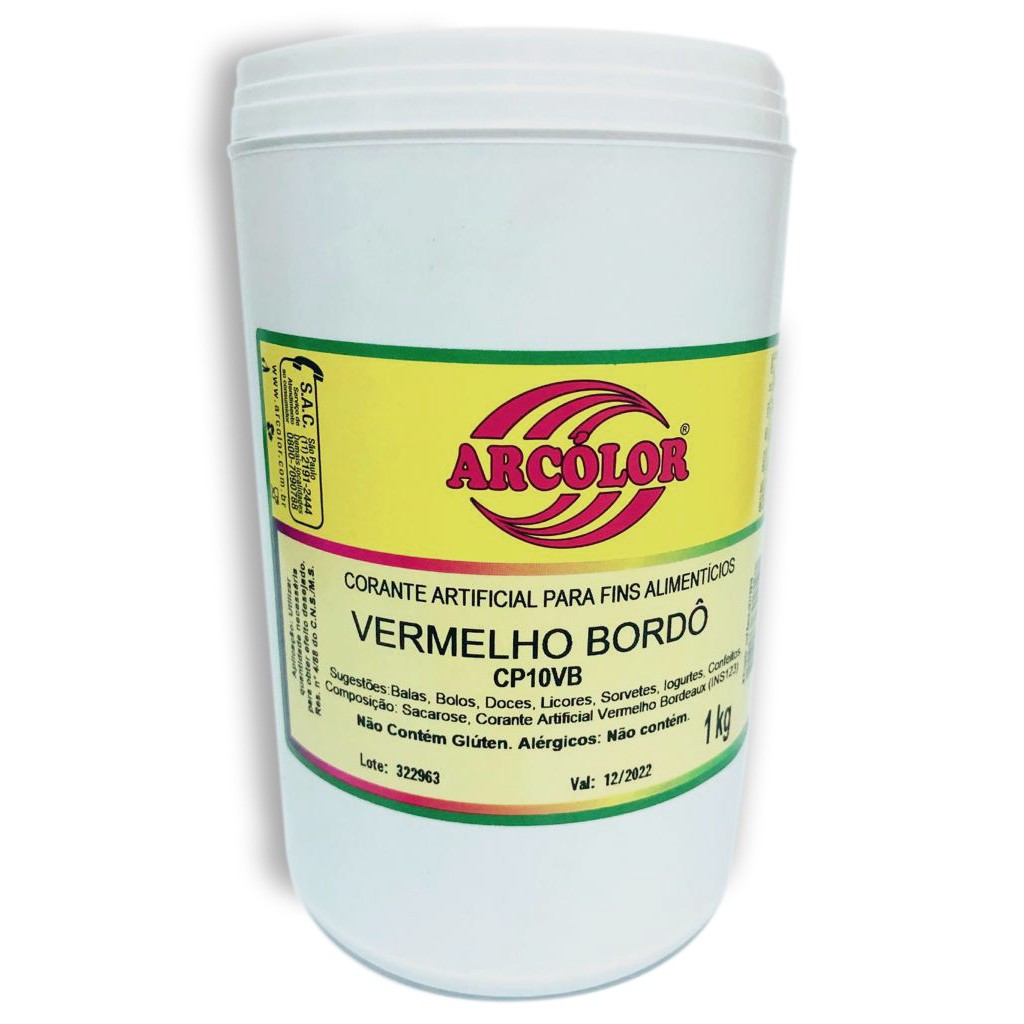 Corante Em Pó 1kg Vermelho Bordo