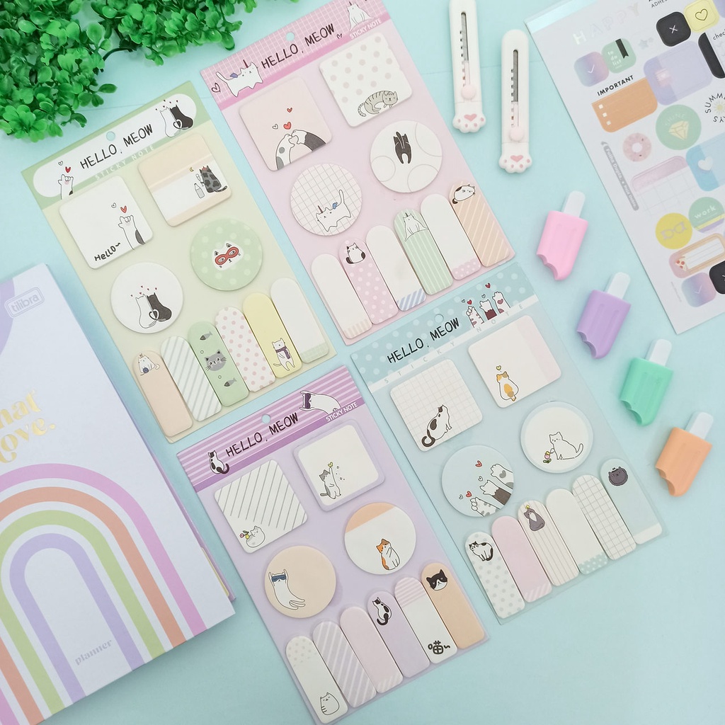 Kit Bloco Adesivo Rascunho com 20 Folhas Gatinhos - Importado | Shopee ...