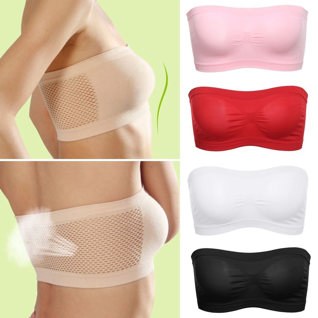 Women's Breathable Sports Tube Tops/Ladies Strapless Invisible Bra /Soft  Bandeau Top/Beauty Back Backless Underwear Bras