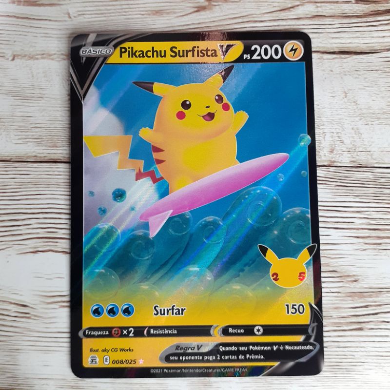 Carta Pokemon - Pikachu Surfista V Celebrações (08/25) | Shopee Brasil