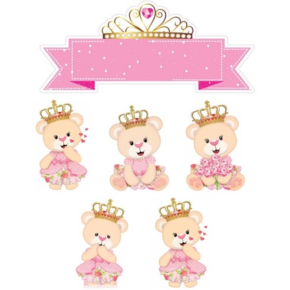 Topo Topper De Bolo Ursinha Princesa Personalizado Shopee Brasil