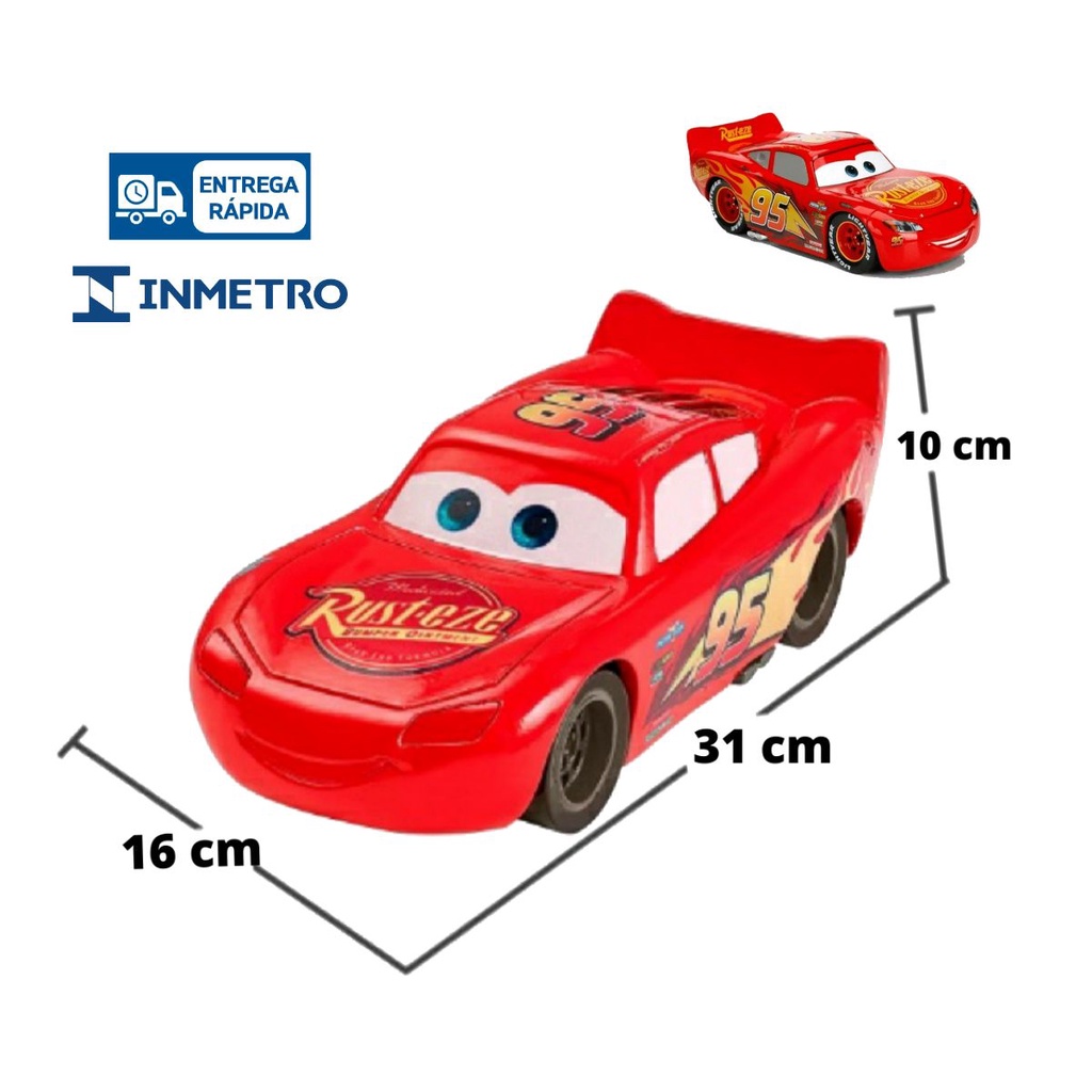 Relampago Mcqueen Carro de Brinquedo Grande 30cm Resistente de Plastico ...
