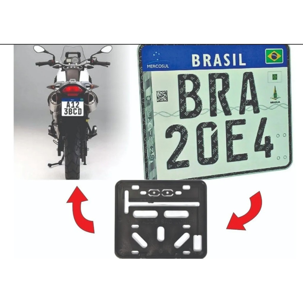MOLDURA SUPORTE DE PLACA PARA MOTO COMUM E MERCOSUL | Shopee Brasil