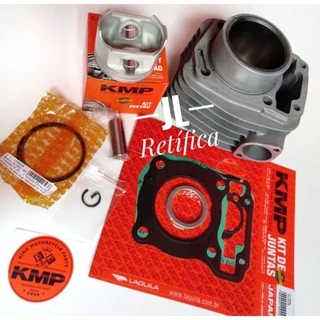 kit cilindro retificado Cg 160 c/ pistao e anéis e kit junta KMP cilindro original Honda 0.25.
