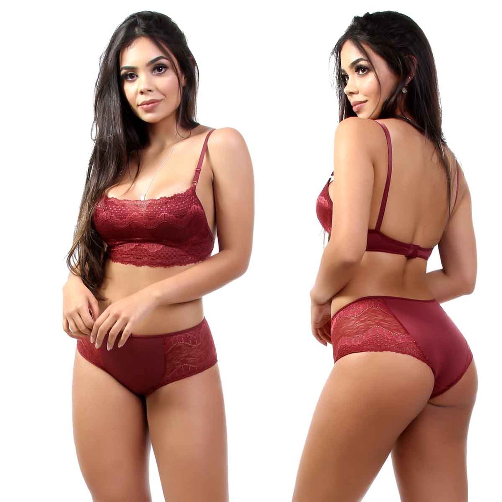 1 Conjunto Lingerie Feminina Luxo Calcinha Renda E Soutien Sexy 2 Formas De Uso Revenda L04 5503