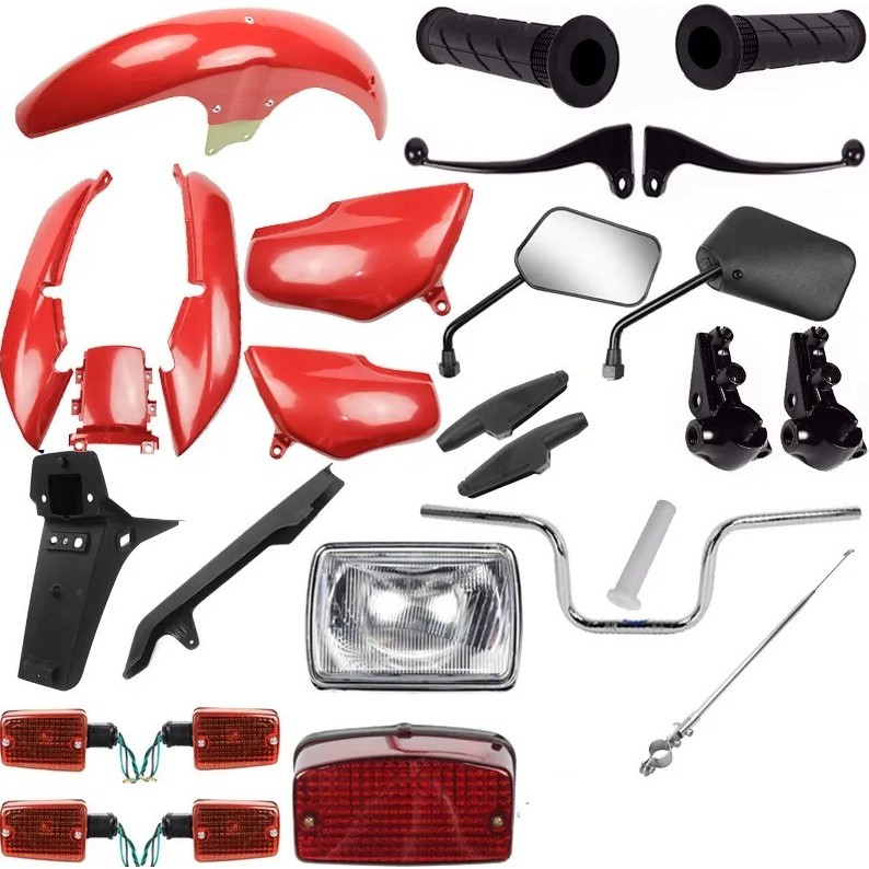 Kit Carenagem + Kit Guidao Pisca Cg 125 Titan 95 96 97 98 99 00 Vermelho azul roxo