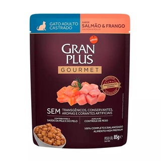 Racao Gran Plus Gour Gatos Cast Salmao Frango Sache 85g