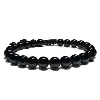 Pulseira Masculina de Couro Preto em Aço Preto - 20 cm Preto