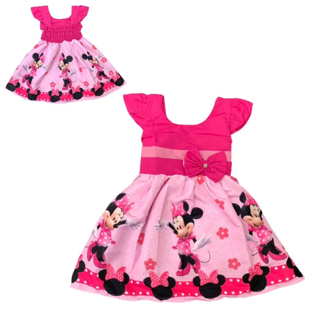 Vestido Minnie Mickey Disney Manga Princesa Menina Beb Infantil Tem tico Barato Festa Mesvers rio Anivers rio Personalizado Rodado Luxo Personagem