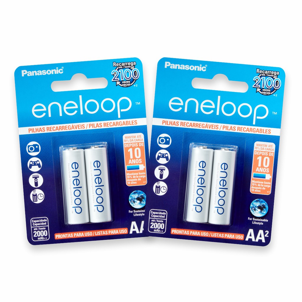 4 Pilhas Recarregáveis Panasonic Eneloop AA