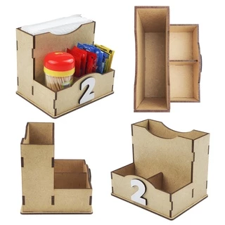 kit com 10 porta guardanapos saches mdf crú bar restaurante
