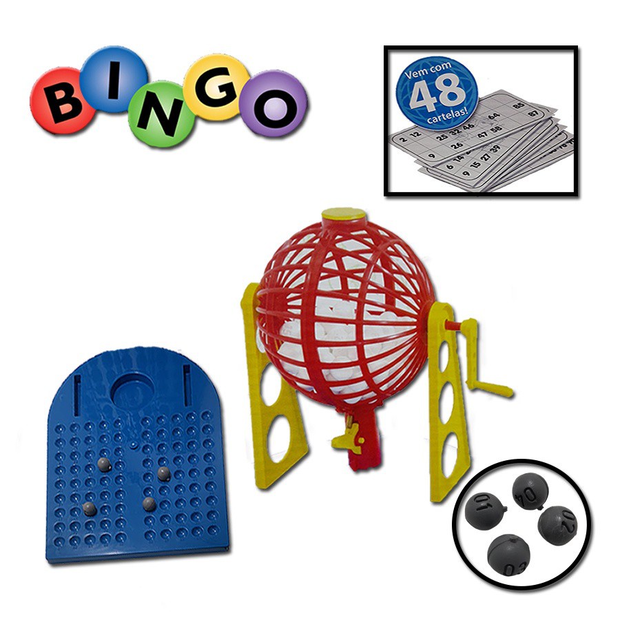 Bingo Infantil Jogo Brinquedo Globo 48 Cartelas 90 Bolinhas