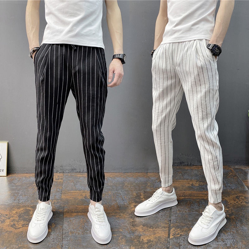 Homens Coreanos Xadrez Calças Vintage Tornozelo Comprimento Calças Verão  Streetwear Moda Pantalon Homme Solto Calvo Calça Homem Venda 20113 De  $136,54