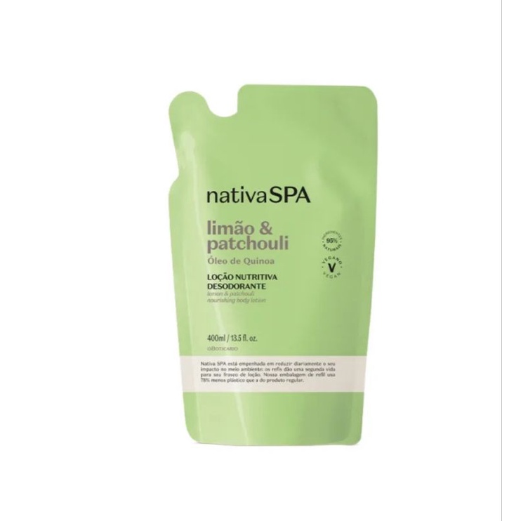 Refil Loção Hidratante Desodorante Corporal Nativa SPA Limão e Patchouli 400ml