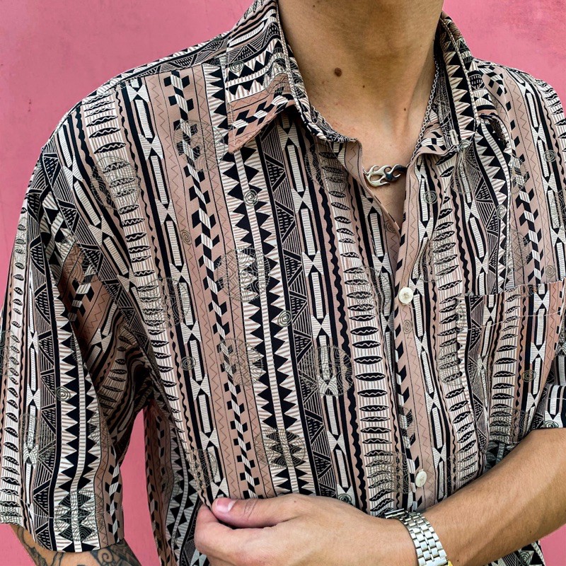 Camisa vintage em viscose estampada M G