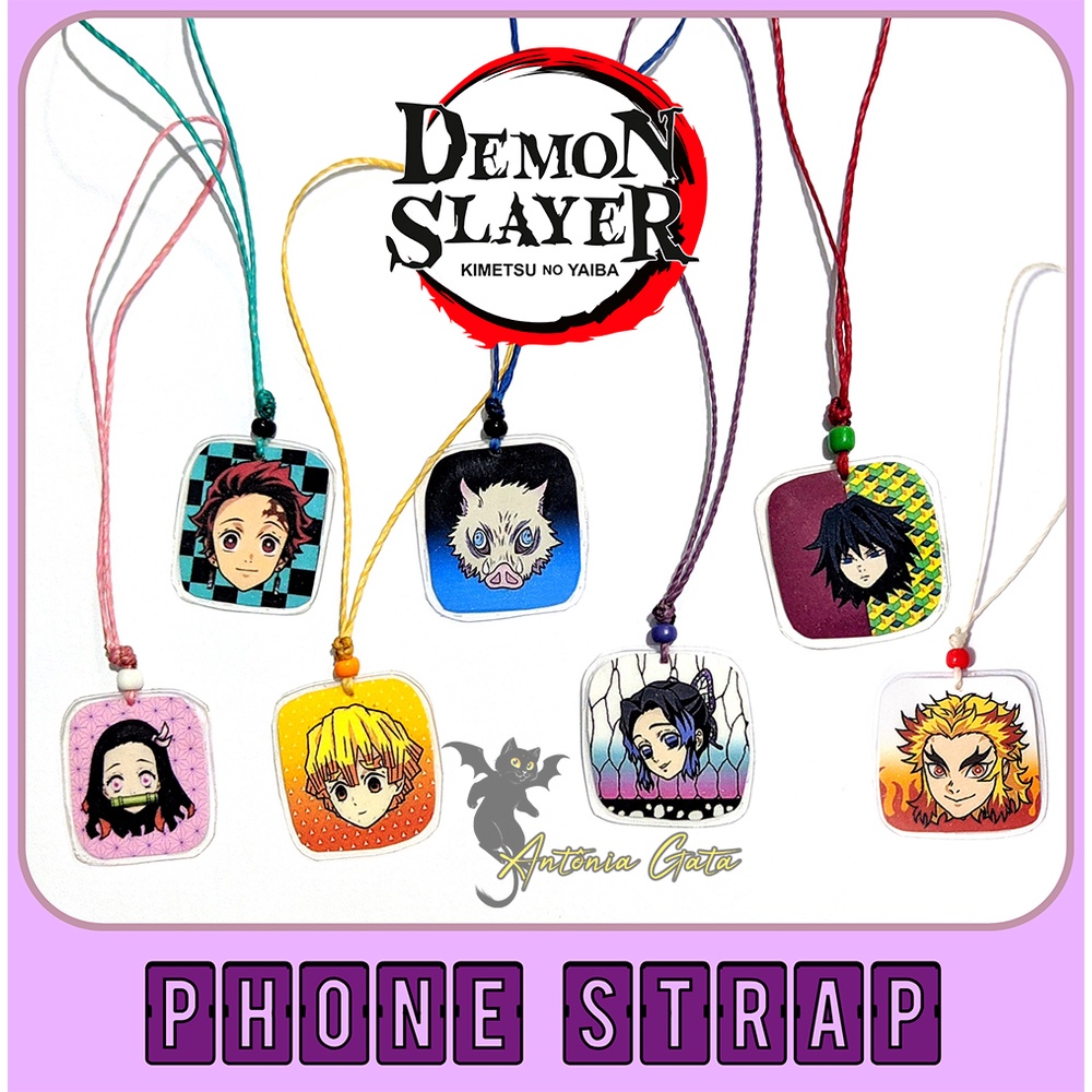 Phone Strap - Anime Demon Slayer - Kimetsu no Yaiba - Tanjiro - Nezuko - Zenitsu - Inosuke - pingente de celular