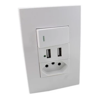 Tomada De Parede Usb Duplo Bivolt 110v Ou 220v Usb 5v 2.1a