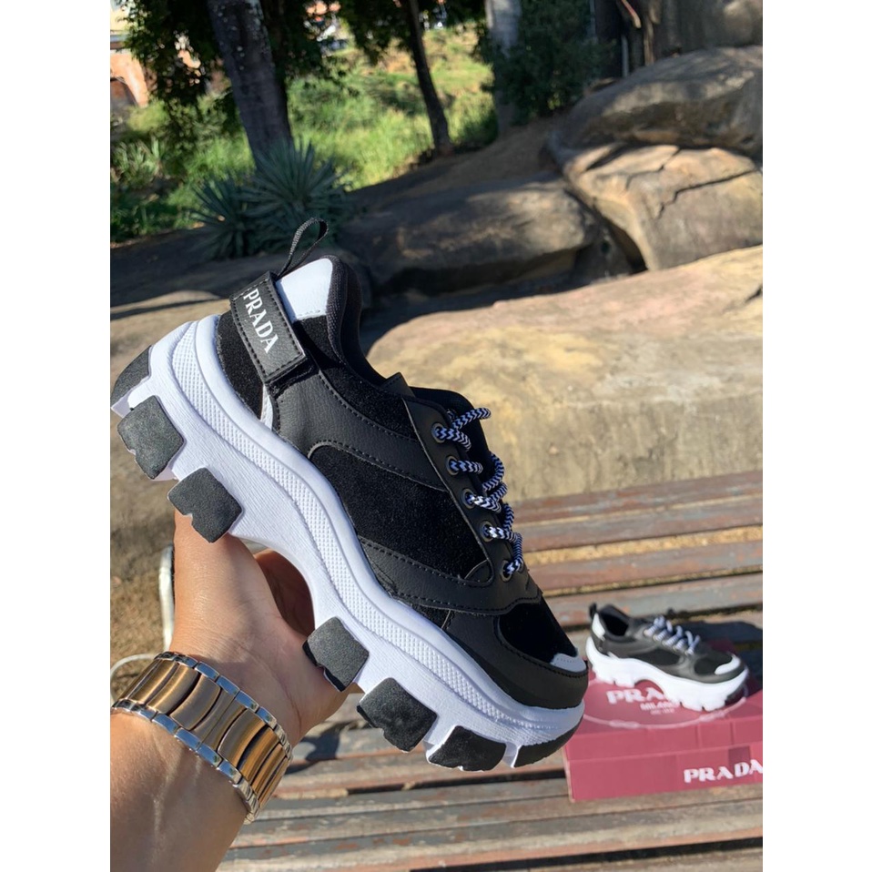 Tênis Prada Feminino Sneakers Plataforma Block Solado Alto Casual 2022