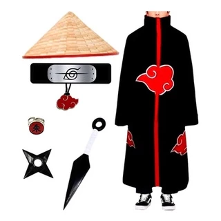 Cosplay Manto Akatsuki + Chapéu Akatsuki + Kit Ninja Itachi