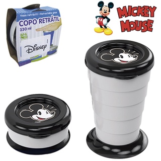 Copo De Plastico Retratil Com Tampa Mickey 330Ml