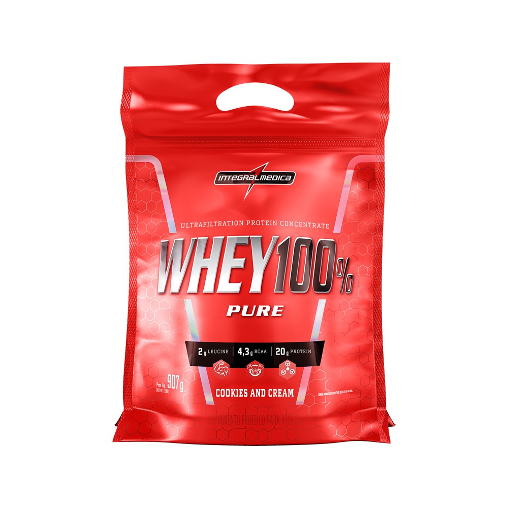 Whey 100% Pure 907g Refil – Cookies and Cream – Integralmedica