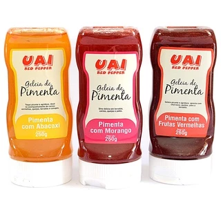 Kit Com 3 Geleias De Pimenta Agridoce Uai Red Pepper 260g