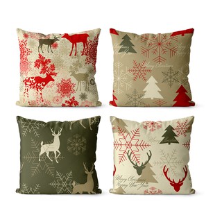 Kit 4 capas de almofadas natal renas