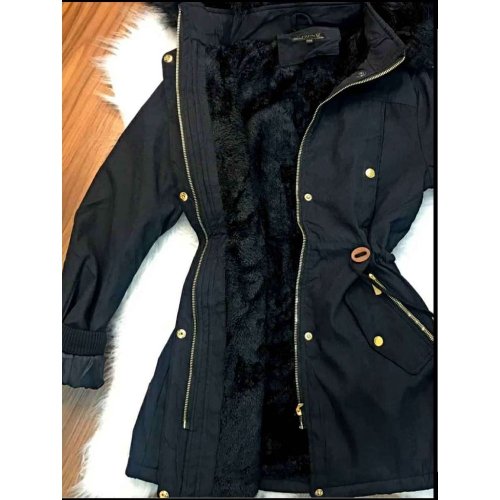 jaqueta parka feminina peluciada por dentro capuz removivel extra