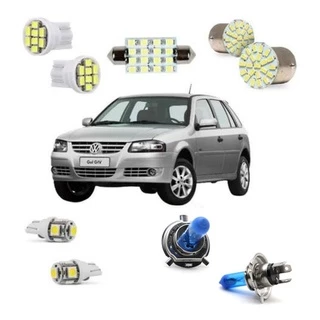 Kit Lampadas Super Branca E Leds Gol G2 G3 G4 Farol