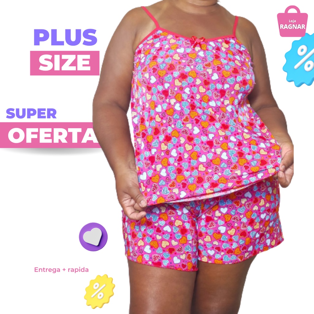 Baby Doll Conjunto Pijama Feminino Short Doll Plus Size