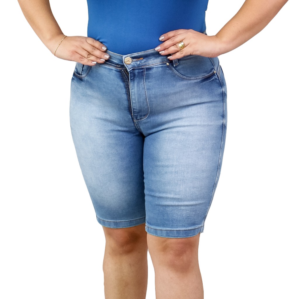 Bermuda jeans feminina ate sales o joelho