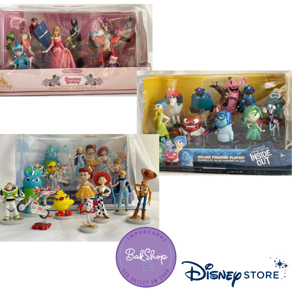 Set personagens Disney: Toy Story, Bela Adormecida, Divertidamente - importados