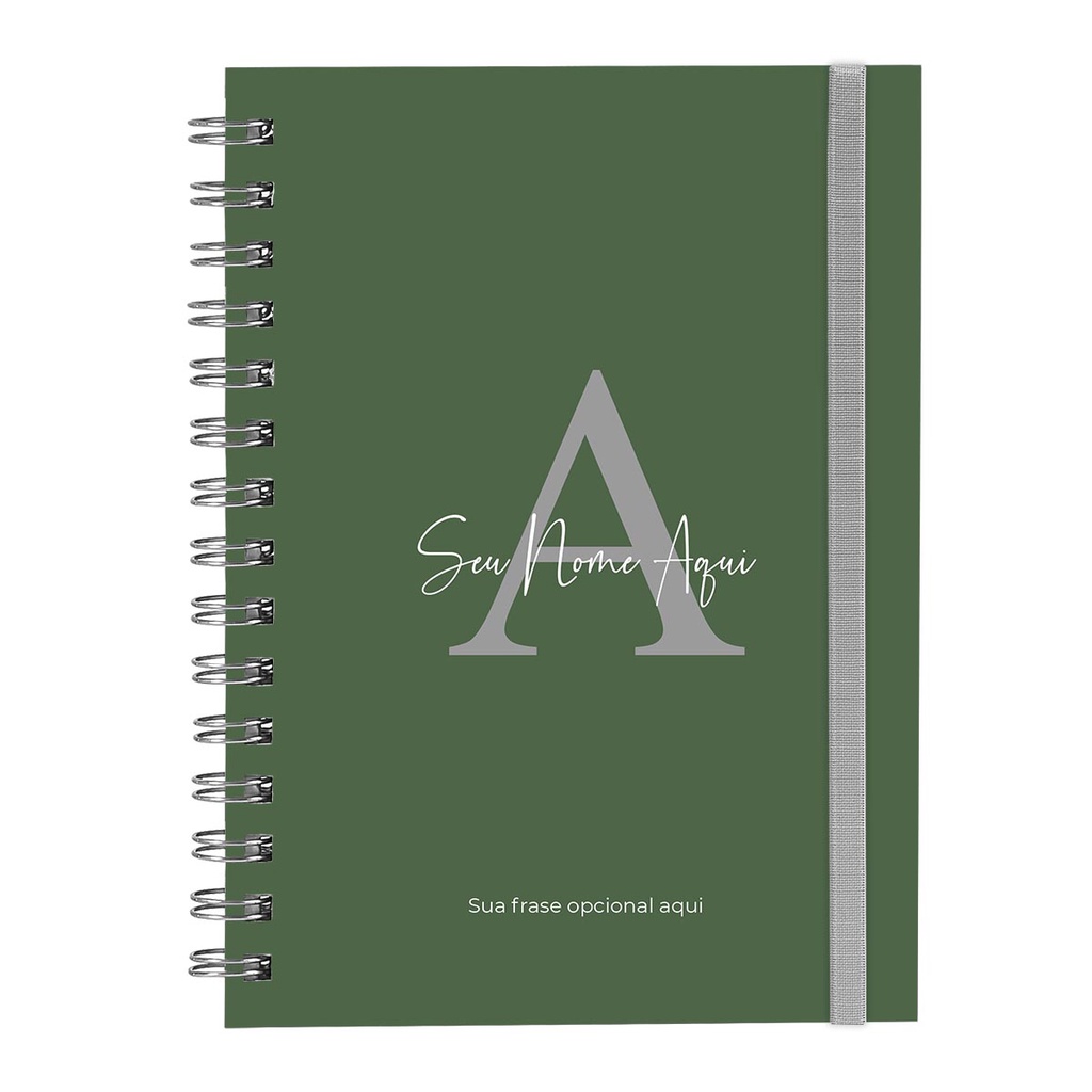 Caderno Personalizado Plus Moderno Cores Verde Militar 14x20 Cm 100 Folhas