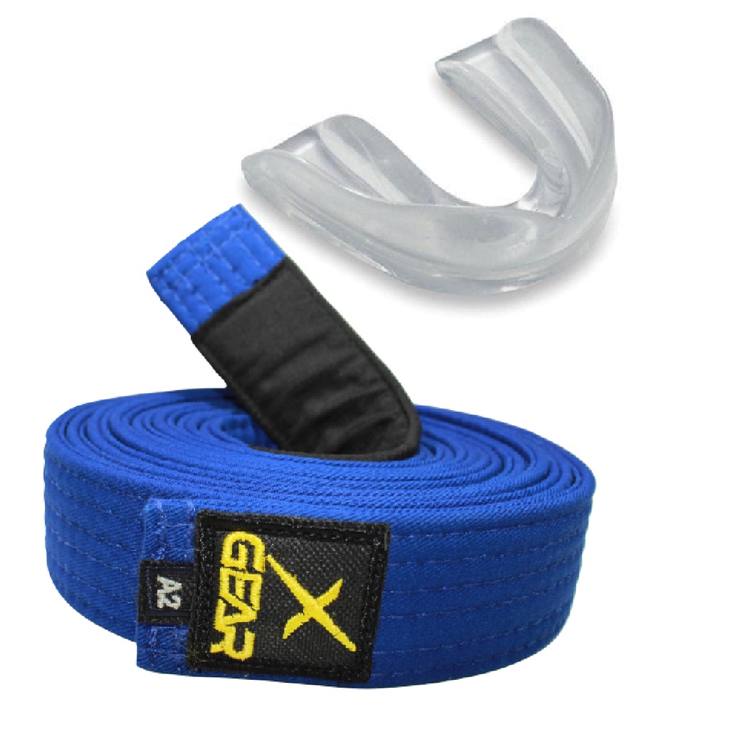 Faixa Jiu Jitsu Azul Xgear + Protetor Bucal | Shopee Brasil