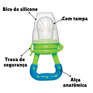 Alimentador Chupeta De Silicone Alimentação para Bebê Porta frutinha com Tampa Buba